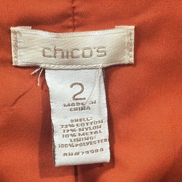 CHICO’S Women’s Orange Blazer Jacket Size 2 - Picture 4 of 5